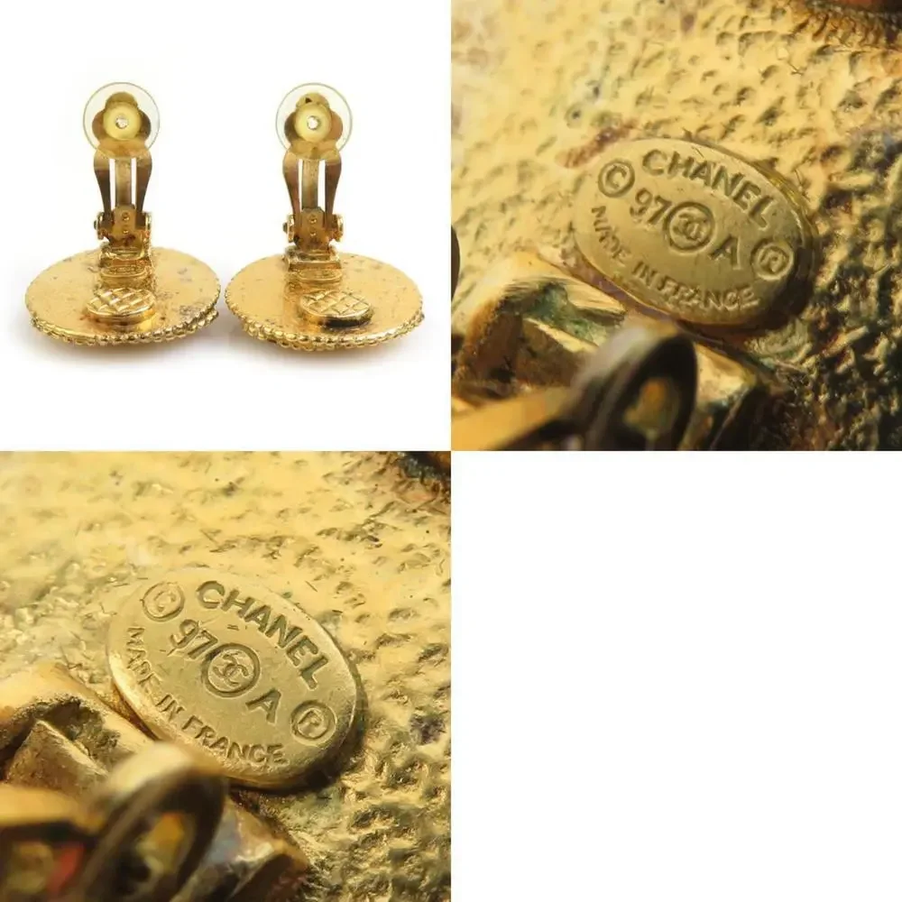 CHANEL Gold Logo Earrings
